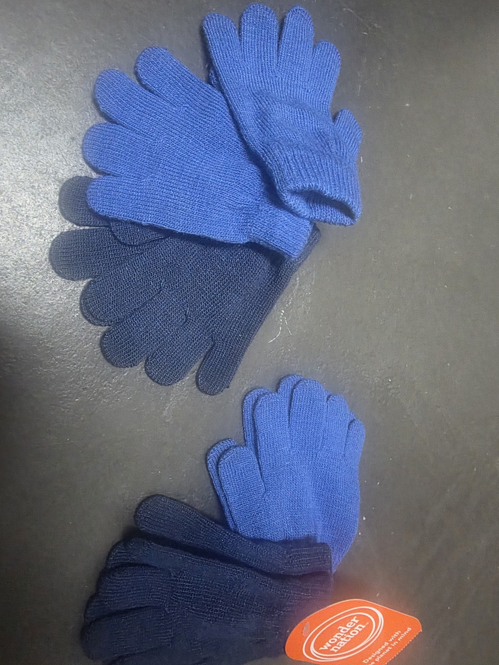 Wonder Nation Blue Knit Gloves - Two-Tone Set